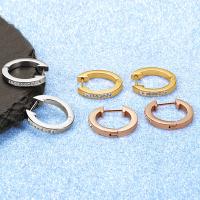 Stainless Steel Lever Terug Earring, 304 roestvrij staal, mode sieraden & uniseks & met strass, meer kleuren voor de keuze, nikkel, lood en cadmium vrij, Verkocht door pair