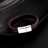 PU Leather Cord Bracelets 316L Stainless Steel with PU Leather fashion jewelry nickel lead & cadmium free 10mm Sold By PC