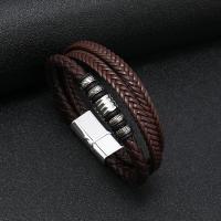 ПУ шнур браслеты, Нержавеющая сталь 316, с Искусственная кожа, ювелирные изделия моды & Мужский, Много цветов для выбора, не содержит никель, свинец, 12mm, продается PC