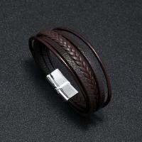 Bracelets cordon PU, Acier inoxydable 316, avec cuir PU, bijoux de mode & pour homme, plus de couleurs à choisir, protéger l'environnement, sans nickel, plomb et cadmium, 12mm, Vendu par PC