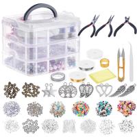 aleación de zinc Conjunto de pulseras DIY, con Cuentas de vidrio & Perlas plásticas & fundición & Acrílico, chapado, 180x180x160mm, Vendido por Set