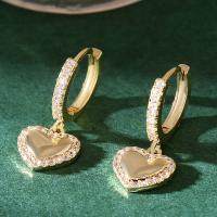 Huggie Hoop kolczyki kropla, Mosiądz, biżuteria moda & dla kobiety & z kamieniem, złoty, bez zawartości niklu, ołowiu i kadmu, 23x10mm, sprzedane przez para