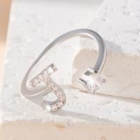Messing ringen, silver plated, mode sieraden & voor vrouw & met strass, nikkel, lood en cadmium vrij, 16mm, Verkocht door PC