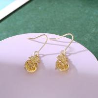Brass Drop Earring Pineapple fashion jewelry & for woman golden nickel lead & cadmium free Sold By Pair