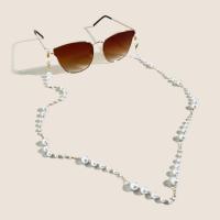Messing Brillenkette, mit PVC Kunststoff, KC goldfarben plattiert, Anti-Skidding & Multifunktions & für Frau, weiß, frei von Nickel, Blei & Kadmium, 9mm, Länge:ca. 69 cm, verkauft von PC