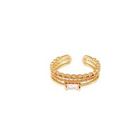 Cubique anneau en laiton Circonia Micro Pave, fade et jamais plaqué de haute qualité, bijoux de mode & pavé de micro zircon & pour femme, doré, 17mm, Vendu par PC