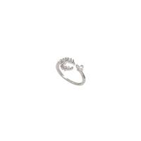 Cubique anneau en laiton Circonia Micro Pave, fade et jamais plaqué de haute qualité, bijoux de mode & pavé de micro zircon & pour femme, argent, 17mm, Vendu par PC