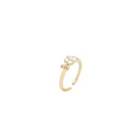 Cubic Zirconia Micro Pave Brass Ring, with Plastic Pearl, real gold plated, fashion jewelry & micro pave cubic zirconia & for woman & enamel, golden, 17mm, Sold By PC