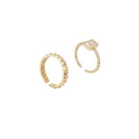 Cubic Zircon Brass Finger Ring, real gold plated, 2 pieces & fashion jewelry & for woman & with cubic zirconia, golden, 17mm, Sold By Set