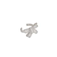 Cúbicos Circonia Micro Pave anillo de latón, metal, Lazo, chapado en platina real, Joyería & micro arcilla de zirconia cúbica & para mujer, plateado, 17mm, Vendido por UD