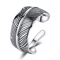 Sterling Silver smycken finger ring, 925 sterling silver, Feather, plated, mode smycken & för kvinna, silver, 16mm,10mm, Säljs av PC