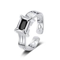 Cubic Zirconia Micro Pave 925 Sterling Silver Rings, plated, fashion jewelry & for woman & with cubic zirconia, two different colored, 16mm,7mm, Sold By PC
