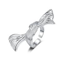 925 Sterling Silver Finger Rings, Bowknot, plated, fashion jewelry & for woman, silver color, 16mm,41mm, Sold By PC