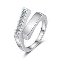 Cubic Zirconia Micro effenen Sterling Zilver Ringen, 925 sterling zilver, plated, mode sieraden & micro pave zirconia & voor vrouw, zilver, 16mm, Verkocht door PC