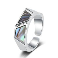 Ezüst ékszer Finger Ring, 925 ezüst, -val Abalone Shell, csiszolt, divat ékszerek & a nő, ezüst, 16mm,6mm, Által értékesített PC