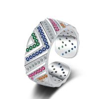 Cubic Zirconia Micro Pave 925 Sterling Silver Rings, plated, fashion jewelry & micro pave cubic zirconia & for woman, multi-colored, 16mm,8mm, Sold By PC