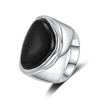 Ezüst ékszer Finger Ring, 925 ezüst, -val türkiz & Fekete Achát, galvanizált, divat ékszerek & különböző méretű a választás & a nő, több színt a választás, Által értékesített PC
