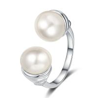 Sterling Silver Jewelry Finger Ring, 925 sterline d'argento, with Shell Pearl, placcato, gioielli di moda & per la donna, due diversi colori, 16mm,10mm, Venduto da PC