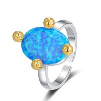 925 Sterling Silver Finger Rings, with Artificial Opal, plated, fashion jewelry & for woman, two different colored, 16mm,18mm, Sold By PC