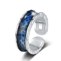 925 Sterling Silver Finger Rings with Epoxy Sticker plated fashion jewelry & for woman two different colored 16mm 7mm Sold By PC