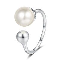 Sterling Silver Jewelry Finger Ring, 925 sterline d'argento, with Shell Pearl, placcato, gioielli di moda & per la donna, due diversi colori, 16mm,8mm,5mm, Venduto da PC