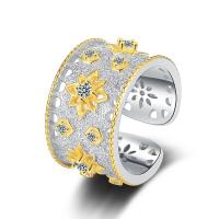 Cyrkonia mikro utorować pierścionki srebrne, 925 Srebro, Powlekane, biżuteria moda & mikro utorować cyrkonia & dla kobiety, dwóch różnych kolorach, 16mm,13mm, sprzedane przez PC