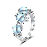 925 Sterling Silver Finger Rings plated fashion jewelry & imitation gemstone & for woman 16mm 11mm Sold By PC