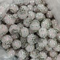 Silver Accent akril perle, s Cink Alloy, Krug, srebrne boje pozlaćen, možete DIY, više boja za izbor, 18mm, Približno 100računala/Torba, Prodano By Torba