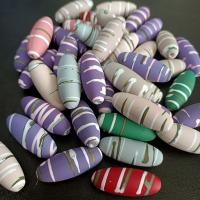 Acrylic Jewelry Beads, Oval, stoving varnish, DIY, mixed colors, 13x33mm, Approx 100PCs/Bag, Sold By Bag