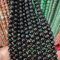 Natürlicher Quarz Perlen Schmuck, Cyanit, rund, DIY, schwarz, 8mm, verkauft per ca. 38 cm Strang
