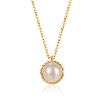 925 Sterling Silver Necklaces, with Plastic Pearl, with 1.97inch extender chain, plated, fashion jewelry & for woman, more colors for choice, nickel, lead & cadmium free, Length:Approx 15.74 Inch, Sold By PC