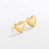 925 Sterling Silver Stud Earrings Heart plated fashion jewelry & for woman nickel lead & cadmium free 11.5mm Sold By Pair