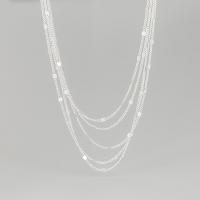 Collares de Plata Esterlina, Plata de ley 925, con 1.97inch extender cadena, Joyería & multicapa & para mujer, libre de níquel, plomo & cadmio, longitud:aproximado 15.74 Inch, Vendido por UD