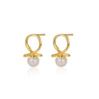 925 Sterling Silver Stud Earrings, with Freshwater Pearl, plated, fashion jewelry & for woman, more colors for choice, nickel, lead & cadmium free, 9x14mm, Sold By Pair