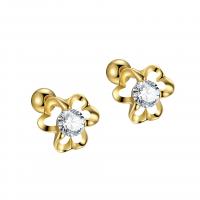 925 Sterling Silver Stud Earrings Three Leaf Clover plated fashion jewelry & for woman & with rhinestone nickel lead & cadmium free 7.5mm Sold By Pair
