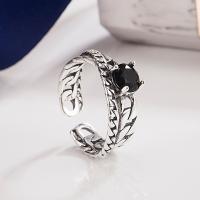 Solidny srebrny pierścień, 925 Srebro, biżuteria moda & dla obu płci & mikro utorować cyrkonia, bez zawartości niklu, ołowiu i kadmu, rozmiar:7, sprzedane przez PC