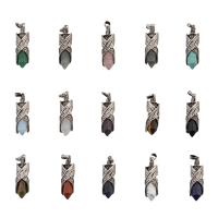Bijoux Pendentifs en pierres gemmes, pierre gemme, avec alliage de zinc, bijoux de mode & différents matériaux pour le choix, 49x11x12mm, Trou:Environ 4mm, Vendu par PC