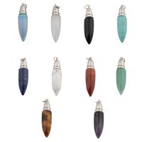 Gemstone Pendants Jewelry, with Brass, fashion jewelry & different materials for choice, 54x12x12mm, Hole:Approx 4mm, Sold By PC