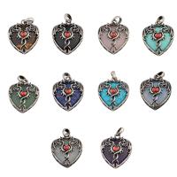Gemstone Pendants Jewelry, with Tibetan Style, Heart, fashion jewelry & different materials for choice, 43x32x9mm, Hole:Approx 6mm, Sold By PC