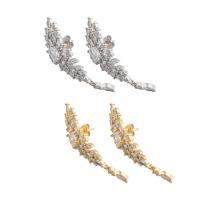 Cubic Zirconia Micro Pave Brass Earring, fashion jewelry & micro pave cubic zirconia & for woman, more colors for choice, nickel, lead & cadmium free, 43x12x3mm, Sold By Pair