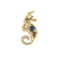 Cubic Zirconia Micro Pave Brass Pendant, Seahorse, fashion jewelry & micro pave cubic zirconia & for woman, golden, nickel, lead & cadmium free, 29x12x2mm, Hole:Approx 1mm, Sold By PC