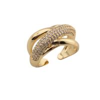 Cubique anneau en laiton Circonia Micro Pave, bijoux de mode & pavé de micro zircon & pour femme, doré, protéger l'environnement, sans nickel, plomb et cadmium, Vendu par PC
