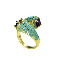 Cubic Zirconia Micro Pave Brass Ring, with turquoise, plated, different size for choice & micro pave cubic zirconia & for woman, nickel, lead & cadmium free, Sold By PC