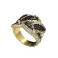 Brass Finger Ring, gold color plated, different size for choice & for woman & with rhinestone, golden, nickel, lead & cadmium free, Sold By PC