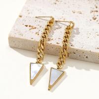 Stainless Steel Drop Earring 304 Stainless Steel with Shell Triangle plated fashion jewelry & for woman golden Sold By Pair