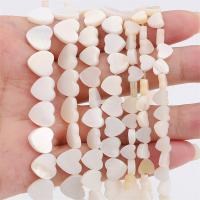 Natürliche Süßwasser Muschel Perlen, Süßwassermuschel, Herz, DIY & verschiedene Größen vorhanden, weiß, Bohrung:ca. 1mm, verkauft per ca. 38 cm Strang