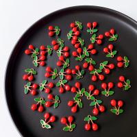 Zinc Alloy Enamel Pendants Cherry cute & DIY red Approx Sold By Bag