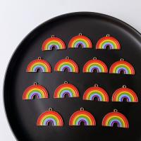 Tibetan Style émail Pendants, alliage de zinc, Arc en ciel, Mignon & DIY, multicolore, 22x32mm, Environ 100PC/sac, Vendu par sac