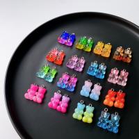 Resin Pendant, Bear, epoxy gel, cute & DIY, more colors for choice, 11x17mm, Approx 100PCs/Bag, Sold By Bag