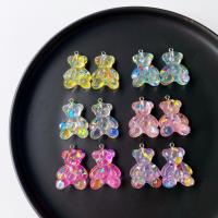Resin Pendant, with Sequins, Bear, epoxy gel, cute & DIY, more colors for choice, 23x29mm, Approx 100PCs/Bag, Sold By Bag